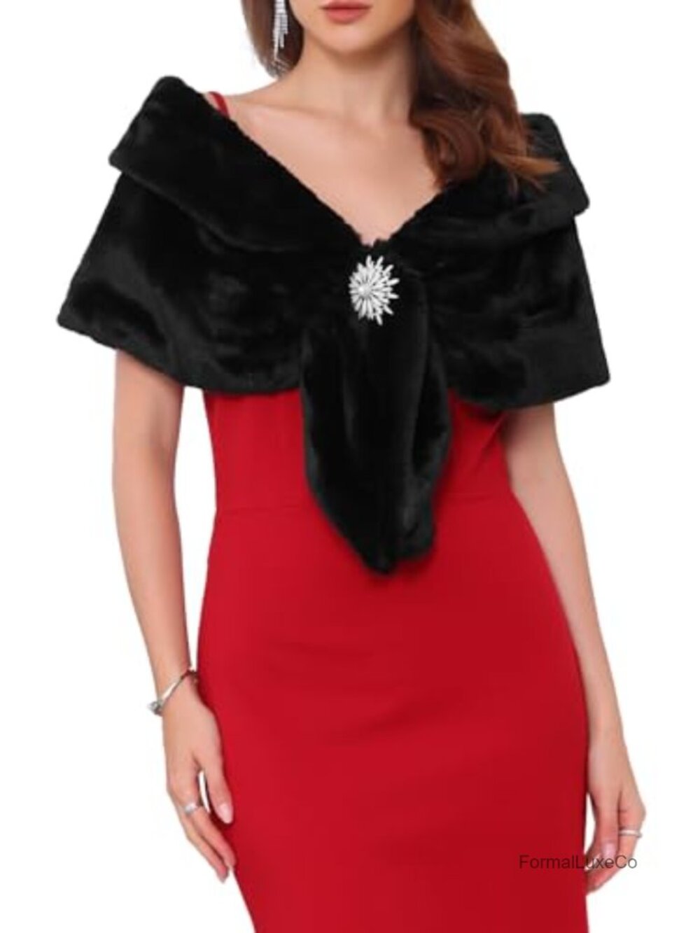 Faux Fur Shawl Cocktail Wrap Cape Wedding